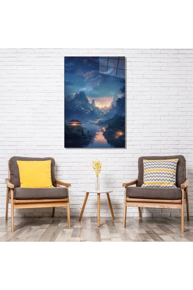 AlpiLeo Geceye Sessiz Çığlık Alp Özel Cam Tablo Hediyelik Büyük Tablo Ev Ofis Dekoru ürün görseli 1