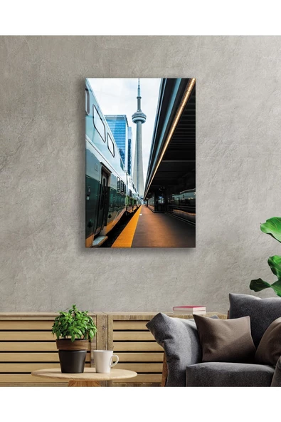 AlpiLeo Tren Garı Alp Özel Cam Tablo, Ev Ve Ofis Duvar Dekoru Hediyelik Büyük Tablo - Resim 2