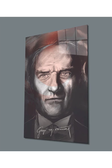 AlpiLeo Ay Yıldız Fonlu Atatürk Alp Özel Cam Tablo, Uv Baskılı Ve Temperli ürün görseli 1