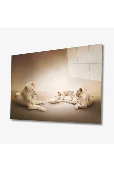 AlpiLeo Aslan Hayvan Alp Özel Cam Tablo 4mm Dayanıklı Temperli Cam ürün görseli 1