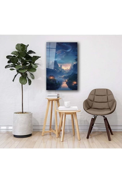 AlpiLeo Geceye Sessiz Çığlık Alp Özel Cam Tablo Hediyelik Büyük Tablo Ev Ofis Dekoru - Resim 3