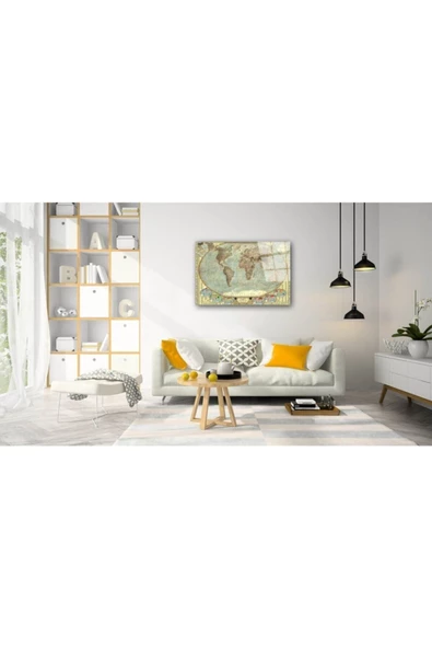 AlpiLeo Dünya Haritası 16 Alp Özel Cam Tablo - Resim 2