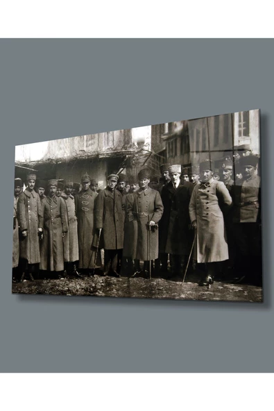 AlpiLeo Atatürk Ve Ordu Temalı Uv Baskılı Alp Özel Cam Tablo, Ev Ve Ofis Duvar Dekoru