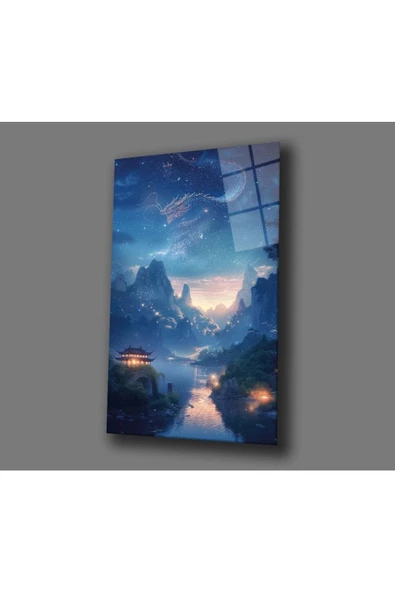 AlpiLeo Geceye Sessiz Çığlık Alp Özel Cam Tablo Hediyelik Büyük Tablo Ev Ofis Dekoru - Resim 4