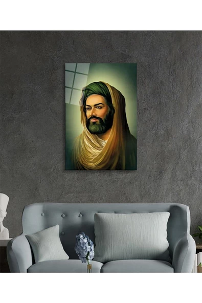 AlpiLeo Hz. Ali Dini Islami Alp Özel Cam Tablo Ev Ve Ofis Duvar Dekoru - Resim 2