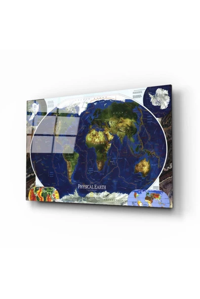 AlpiLeo Dünya Haritası 55 Alp Özel Cam Tablo ürün görseli 1