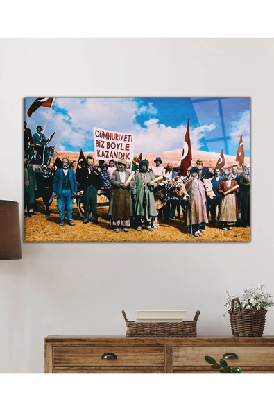 AlpiLeo Cumhuriyet Temalı Uv Baskılı Alp Özel Cam Tablo, Ev Ve Ofis Duvar Dekoru - Resim 2