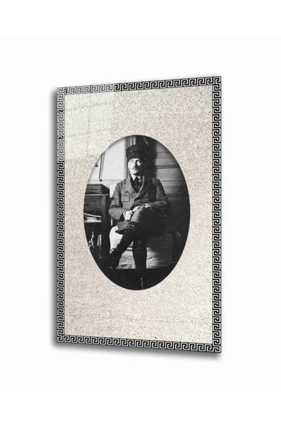 AlpiLeo Bej Dayanıklı Temperli Cam Atatürk Tablo 4 mm ürün görseli 1