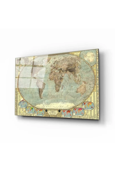 AlpiLeo Dünya Haritası 16 Alp Özel Cam Tablo ürün görseli 1