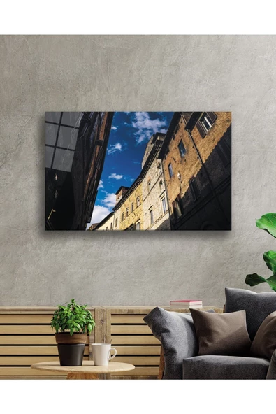 AlpiLeo Geometrik Bina Ve Pencereler Alp Özel Cam Tablo, Ev Ve Ofis Duvar Dekoru - Resim 2