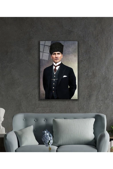 AlpiLeo Atatürk 4mm Dayanıklı Alp Özel Cam Tablo Temperli Cam - Resim 2