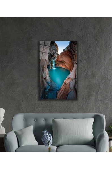 AlpiLeo Doğa Şelale 4mm Dayanıklı Alp Özel Cam Tablo Temperli Cam - Resim 2