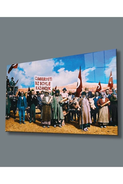 AlpiLeo Cumhuriyet Temalı Uv Baskılı Alp Özel Cam Tablo, Ev Ve Ofis Duvar Dekoru ürün görseli 1