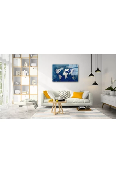 AlpiLeo Dünya Haritası 89 Alp Özel Cam Tablo - Resim 2