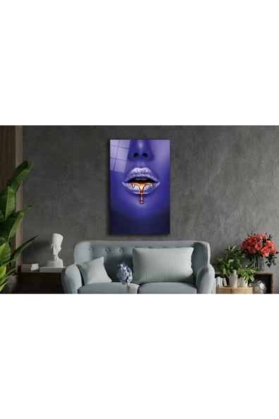 AlpiLeo Kadın Mor Renk Dikey Alp Özel Cam Tablo ürün görseli 1