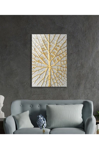 AlpiLeo Soyut Beyaz Altın Ağaç Alp Özel Cam Tablo, Ev Ve Ofis Duvar Dekoru - Resim 3