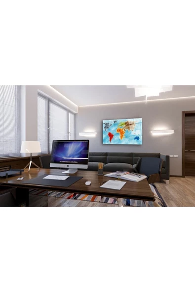 AlpiLeo Dünya Haritası 74 Alp Özel Cam Tablo - Resim 3