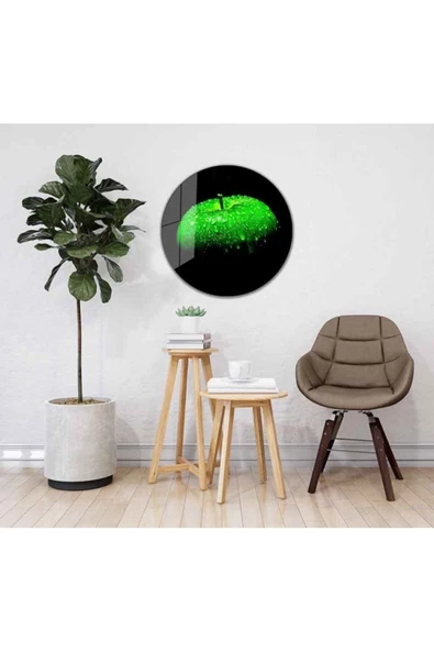 AlpiLeo Elma Yuvarlak Alp Özel Cam Tablo 4mm Dayanıklı Temperli Cam - Resim 2