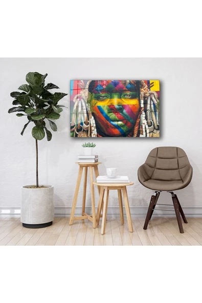 AlpiLeo Renkli Siyahi Kadın Alp Özel Cam Tablo Ev Ve Ofis Duvar Dekoru - Resim 2