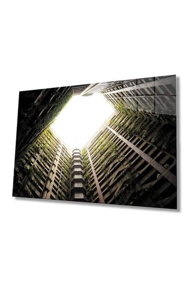 AlpiLeo Balkonlu Geometrik Bina Alp Özel Cam Tablo, Ev Ve Ofis Duvar Dekoru ürün görseli 1