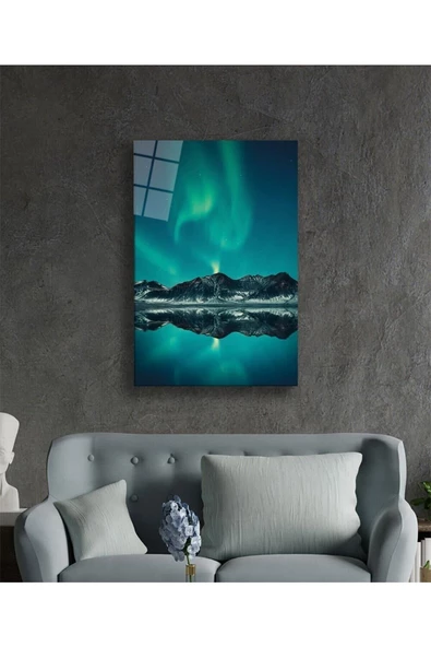 AlpiLeo Dağ Yansıma Manzarası Alp Özel Cam Tablo, Ev Ve Ofis Duvar Dekoru - Resim 3