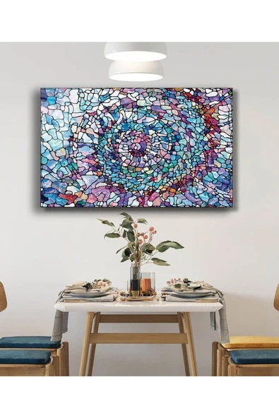 AlpiLeo Renkli Soyut Alp Özel Cam Tablo - Resim 2