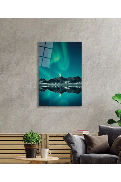 AlpiLeo Dağ Yansıma Manzarası Alp Özel Cam Tablo, Ev Ve Ofis Duvar Dekoru - Resim 2