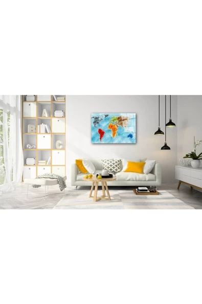 AlpiLeo Dünya Haritası 74 Alp Özel Cam Tablo - Resim 2