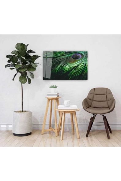 AlpiLeo Tavuskuşu Tüyü Alp Özel Cam Tablo 4mm Dayanıklı Temperli Cam - Resim 2