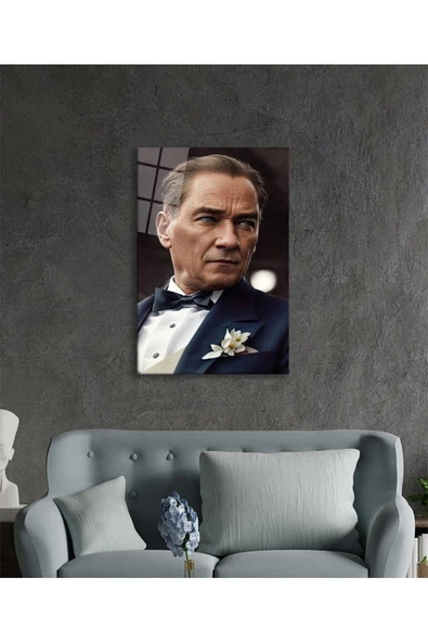 AlpiLeo Yapay Zeka Atatürk Portresi Alp Özel Cam Tablo, Ev Ve Ofis Duvar Dekoru - Resim 3