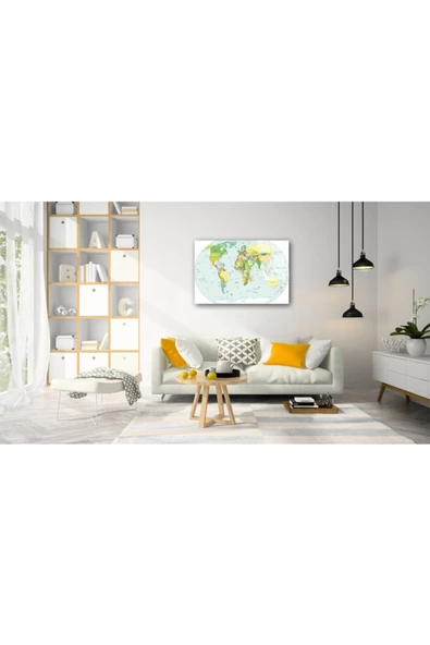 AlpiLeo Dünya Haritası 4 Alp Özel Cam Tablo - Resim 2