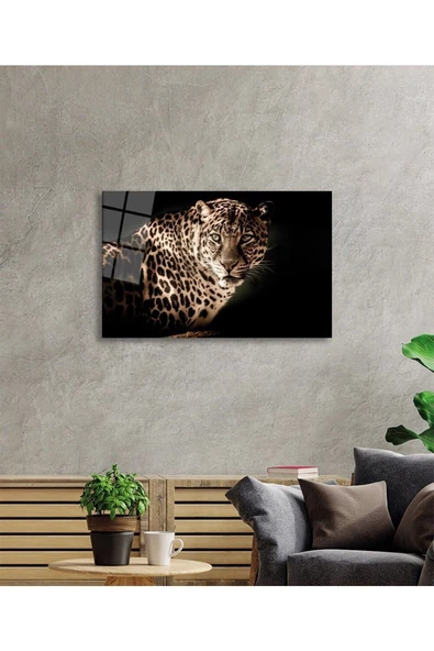AlpiLeo Leopar Hayvan Portresi Alp Özel Cam Tablo, Ev Ve Ofis Duvar Dekoru - Resim 2