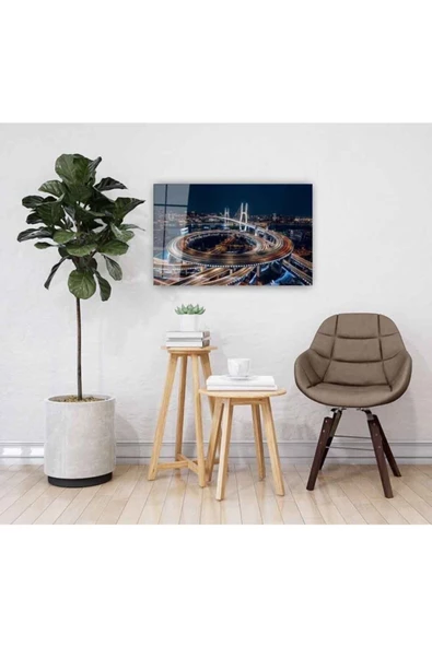 AlpiLeo Şehir Manzarası Alp Özel Cam Tablo 4mm Dayanıklı Temperli Cam - Resim 2