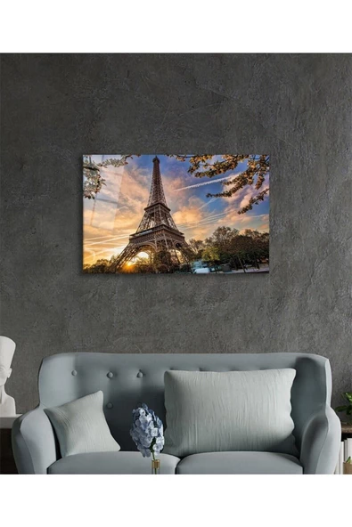 AlpiLeo Fransa Paris Eyfel Kulesi Alp Özel Cam Tablo, Ev Ve Ofis Duvar Dekoru - Resim 3
