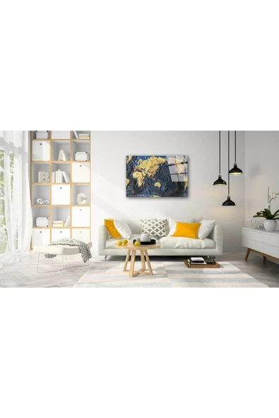 AlpiLeo Dünya Haritası 84 Alp Özel Cam Tablo - Resim 2