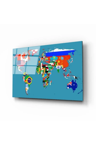 AlpiLeo Dünya Haritası 77 Alp Özel Cam Tablo ürün görseli 1