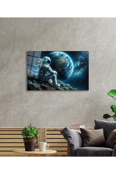 AlpiLeo Uzay Görseli Astronot Alp Özel Cam Tablo Yapay Zeka Tablo - Resim 3