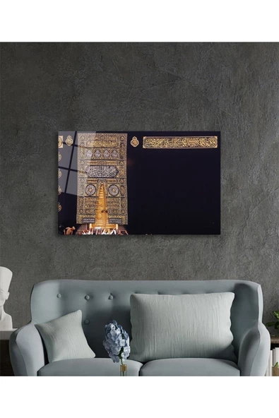 AlpiLeo Kabe Kapısı Kutsal Topraklar Dini Islami Alp Özel Cam Tablo - Resim 2