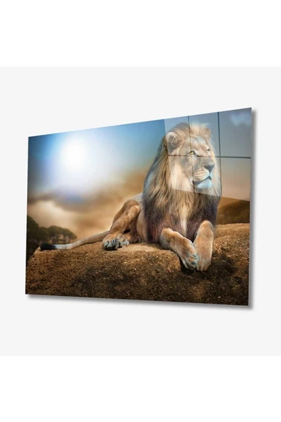 AlpiLeo Aslan Hayvan Alp Özel Cam Tablo 4mm Dayanıklı Temperli Cam ürün görseli 1