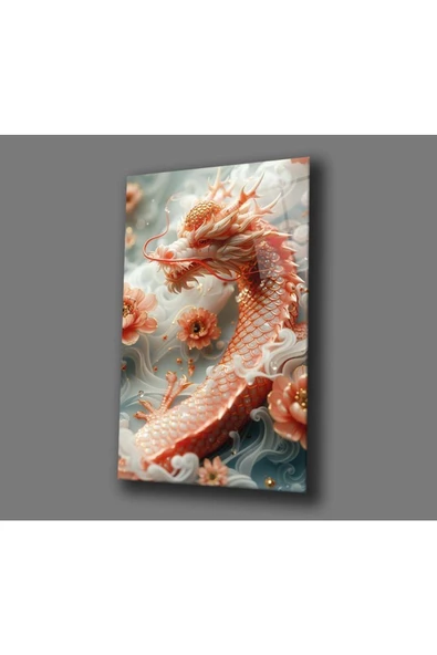 AlpiLeo Çiçekler Arasında Ejderhanın Dansı Alp Özel Cam Tablo - Resim 2