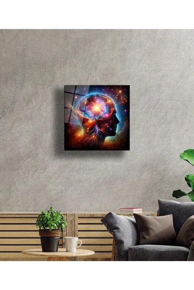 AlpiLeo Kozmik Zihin Evrensel Bilinç Alp Özel Cam Tablo, Ev Ofis Dekoru - Resim 2
