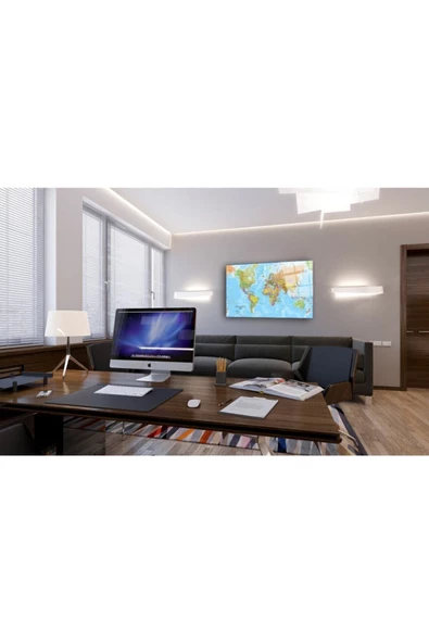 AlpiLeo Dünya Haritası 59 Alp Özel Cam Tablo - Resim 3