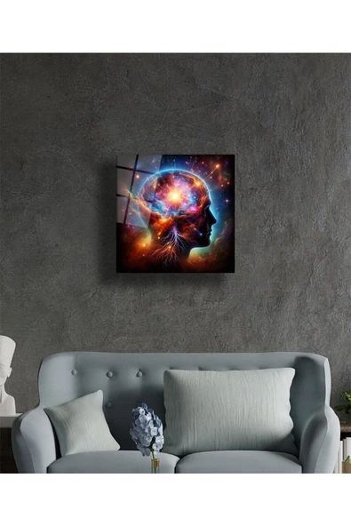 AlpiLeo Kozmik Zihin Evrensel Bilinç Alp Özel Cam Tablo, Ev Ofis Dekoru - Resim 3