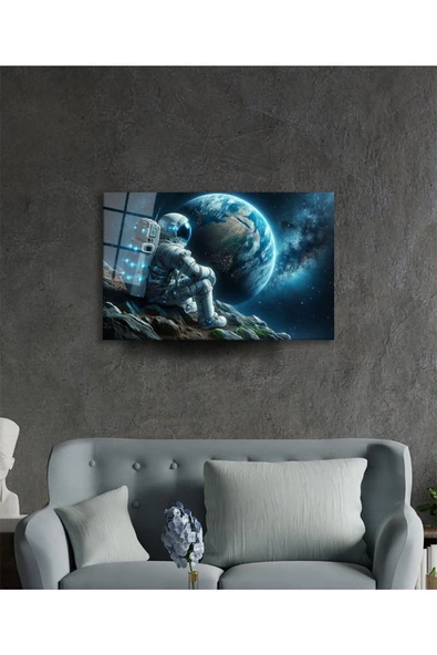 AlpiLeo Uzay Görseli Astronot Alp Özel Cam Tablo Yapay Zeka Tablo - Resim 2