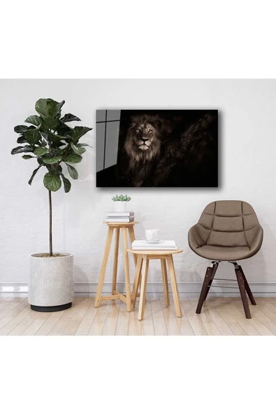 AlpiLeo Aslan Hayvan Alp Özel Cam Tablo 4mm Dayanıklı Temperli Cam ürün görseli 1