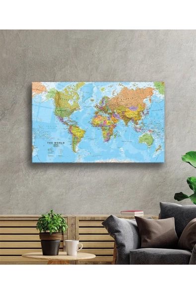 AlpiLeo Dünya Haritası 13 Alp Özel Cam Tablo - Resim 2
