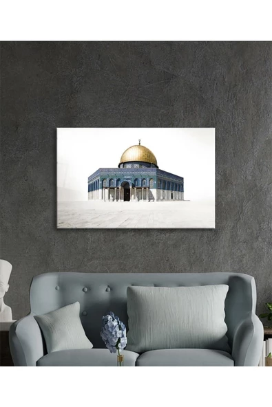 AlpiLeo Kudüs Kubbetüs Sahra Dini Islami Alp Özel Cam Tablo Ev Ve Ofis Duvar Dekoru - Resim 2