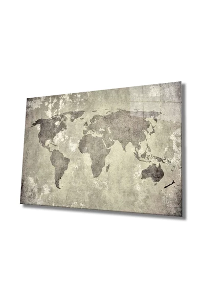 AlpiLeo Dünya Haritası Alp Özel Cam Tablo ürün görseli 1