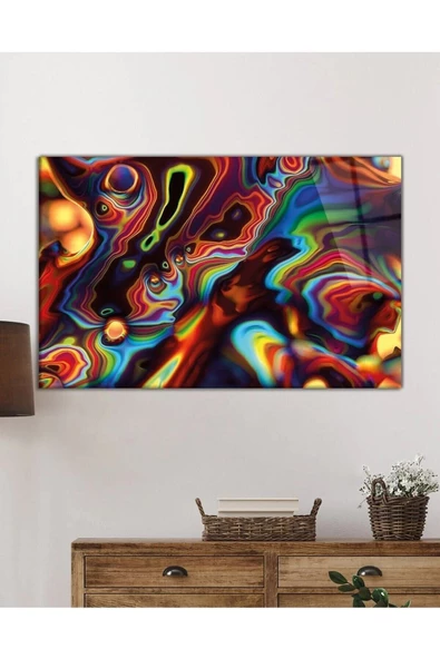 AlpiLeo Renkli Soyut Alp Özel Cam Tablo, Ev Ve Ofis Duvar Dekoru, Hediyelik Tablo - Resim 2