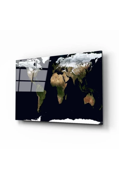 AlpiLeo Dünya Haritası 30 Alp Özel Cam Tablo ürün görseli 1